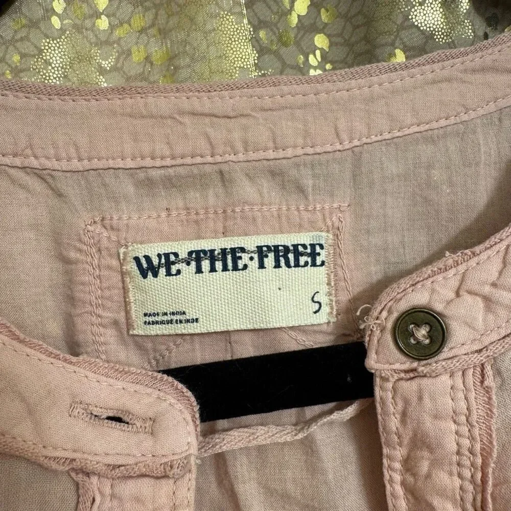 Free People We The Free Blush Pink Sophia Button Down Blouse Small NWOT